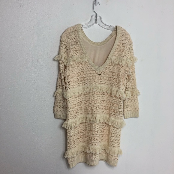 Volcom Stone Row Crochet Mini Fringe Dress M - Picture 2 of 8